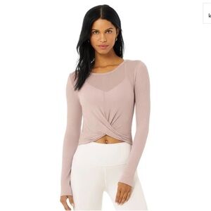 ALO Yoga Cover Long Sleeve Top in Dusty Pink